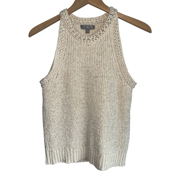J.CREW High-Neck Textured Pointelle Sweater Tank Top | Cream Sleeveless Knit XS - Picture 4 of 8